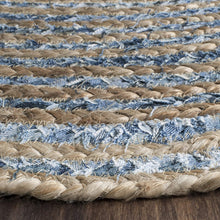Load image into Gallery viewer, Jute With Denim Oval Collection Classic Hand Woven Area Rug