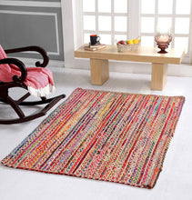Load image into Gallery viewer, Braided Natural Jute & Multi Cotton Collection Classic Hand Woven Area Rug