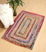 Load image into Gallery viewer, Braided Natural Jute & Multi Cotton Collection Classic Hand Woven Area carpet