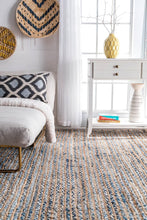Load image into Gallery viewer, Braided Natural Jute & Denim Collection Classic Hand Woven Area carpet