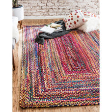 Load image into Gallery viewer, Braided Multi Cotton Collection Classic Hand Woven Area carpet