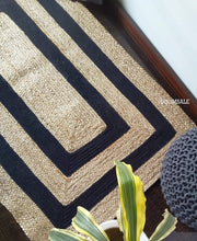 Load image into Gallery viewer, Braided Natural Jute with Black Cotton Collection Hand Woven Area Rug
