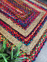 Load image into Gallery viewer, Braided Natural Jute with Multi Cotton Collection Hand Woven Area Rug