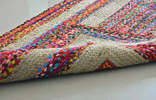 Load image into Gallery viewer, Braided Natural Jute with Multi Cotton Collection Hand Woven Area Rug