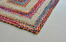 Load image into Gallery viewer, Braided Natural Jute with Multi Cotton Collection Hand Woven Area Rug
