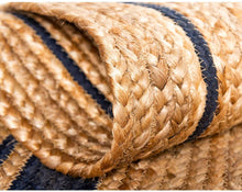 Load image into Gallery viewer, Braided Natural Jute With Black Cotton Rug