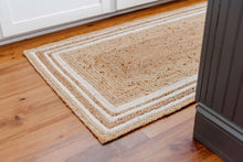 Load image into Gallery viewer, Braided Natural Jute With White Cotton Area Rug