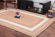 Load image into Gallery viewer, Braided Natural Jute With White Cotton Area Rug