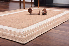 Load image into Gallery viewer, Braided Natural Jute With White Cotton Area Rug