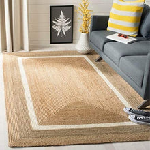 Load image into Gallery viewer, Braided Natural Jute White Plain Pattern Area Rug