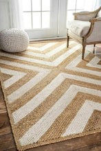 Load image into Gallery viewer, Braided Natural White Geometric Jute hand-woven Area Rug/carpet