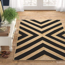 Load image into Gallery viewer, Braided Natural Black Geometric Jute hand-woven Area Rug/carpet