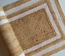 Load image into Gallery viewer, Braided Natural Jute & White cotton Bedside Runner