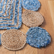 Load image into Gallery viewer, Braided Jute & Denim Collection Classic Hand Woven Area Rug