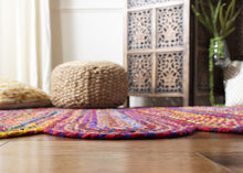Load image into Gallery viewer, Braided Natural Jute with Colorful Cotton Bed-side Runner