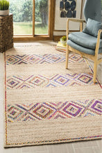 Load image into Gallery viewer, Braided Natural Jute Multi Cotton Diamond Design Area carpet