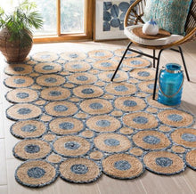 Load image into Gallery viewer, Braided Natural Jute & Denim Area carpet