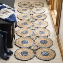Load image into Gallery viewer, Braided Natural Jute & Denim Area carpet