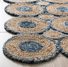 Load image into Gallery viewer, Braided Natural Jute & Denim Area carpet