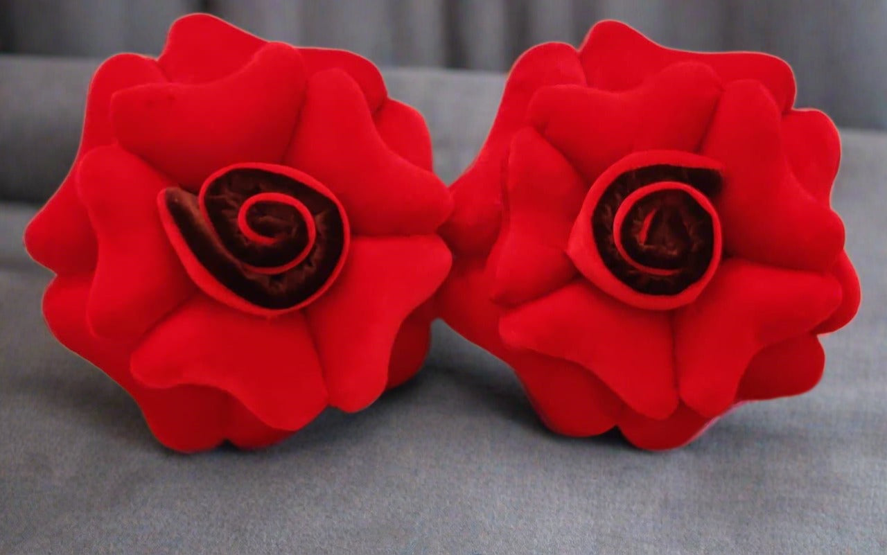 Beautiful 3D Colorful Red Rose Flower Cushions Rugskart