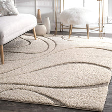 Load image into Gallery viewer, Cream Beautiful Premium Design Micro Cut Shag Rug