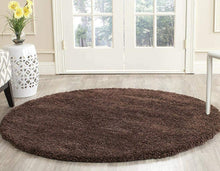 Load image into Gallery viewer, Coffee Plain - Premium Round Shaggy Rug