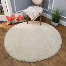 Load image into Gallery viewer, Plain Ivory - Premium Round Shaggy Rug