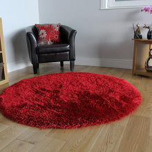 Load image into Gallery viewer, Plain Red - Premium Round Shaggy Rug