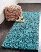 Load image into Gallery viewer, SOFT SHAG MOROCCAN TURQUOISE PLAIN AREA RUG