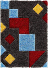 Load image into Gallery viewer, Gray with Red Multi 3D Cut Collection Classical Look Shaggy Carpet