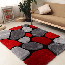 Load image into Gallery viewer, Red with Gray 3D Cut Collection Classical Look Stone Shaggy Carpet