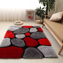 Load image into Gallery viewer, Red with Gray 3D Cut Collection Classical Look Stone Shaggy Carpet