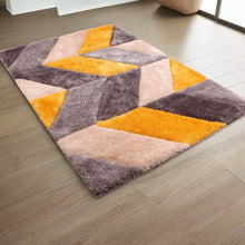 Load image into Gallery viewer, Gray with Yellow 3D Cut Collection Classical Look Shaggy Carpet/Rug