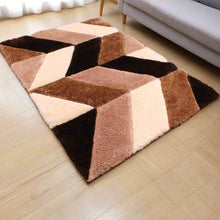 Load image into Gallery viewer, Brown with Beige 3D Cut Collection Classical Look Shaggy Carpet/Rug