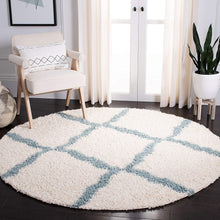Load image into Gallery viewer, Turquoise & Ivory - Premium Soft Round Shaggy Rug