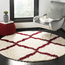 Load image into Gallery viewer, Red & Ivory - Premium Soft Round Shaggy Rug