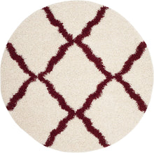 Load image into Gallery viewer, Red & Ivory - Premium Soft Round Shaggy Rug