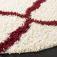 Load image into Gallery viewer, Red & Ivory - Premium Soft Round Shaggy Rug