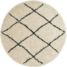 Load image into Gallery viewer, Black & Ivory - Premium Soft  Round Shaggy Rug
