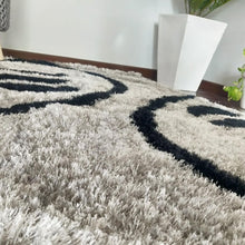 Load image into Gallery viewer, Black Multi Silver Stylish Modern Shaggy Rug