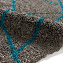 Load image into Gallery viewer, Aqua & Silver Premium Modern Shaggy Rug