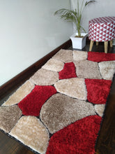 Load image into Gallery viewer, Stylish Red Stone Beige Multi Design Shag Rug