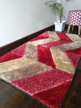 Load image into Gallery viewer, Stylish Red Beige Multi Design Shag Rug