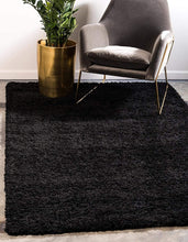 Load image into Gallery viewer, Black Plain Beautiful Micro Soft Shag Rug