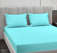 Load image into Gallery viewer, Solid Plain Turquoise Cotton  - Queen size Bedsheet