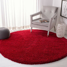 Load image into Gallery viewer, Red Plain - Premium Soft  Round Shaggy Rug