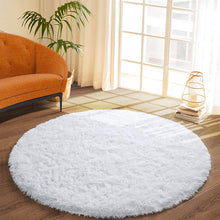 Load image into Gallery viewer, Plain White - Premium Soft  Round Shaggy Rug