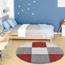 Load image into Gallery viewer, Ivory with Grey - Premium Round Shaggy Rug