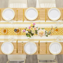 Load image into Gallery viewer, Boho Table Runner with Tassels 14 x 72 Inches, Mustard Yellow & Cream