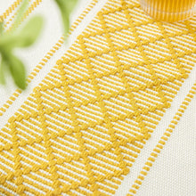 Load image into Gallery viewer, Boho Table Runner with Tassels 14 x 72 Inches, Mustard Yellow & Cream